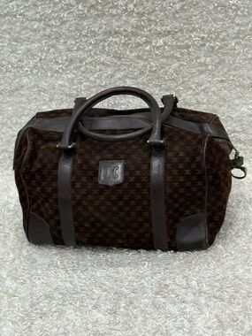 Céline Celine Brown Macadam Suede Boston Bag